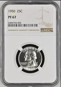 1950 Washington Quarter, NGC PF 67, PR67 - Picture 1 of 5