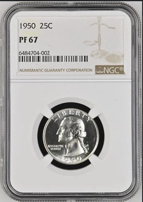 1950 Washington Quarter, NGC PF 67, PR67 - Image 1 of 4