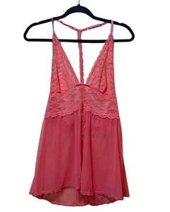 Victoria’s Secret Coral Lace Nighty Size XLG | Sexy Sleepwear - Picture 1 of 7