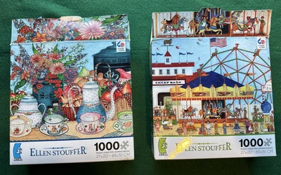 Ellen Stouffer 1000 Piece Puzzles Set Lot Of 2 Country Fair/Give Us This Day - Image 1 of 4