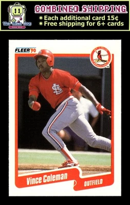 1990 Fleer #245a Vince Coleman - St. Louis Cardinals - Image 1 of 2