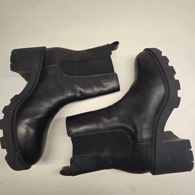 J. Botas Chelsea Crew de cuero negro con plataforma y suela con tacón, talla 8,5 Foto 1 de 4