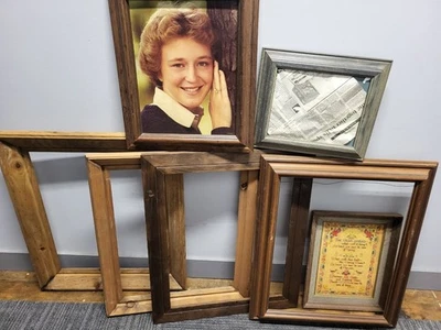 LOTE de 7 Vintage Grande Mediano Pequeño Madera Conjunto Profundo Cuadro Solo Marco Foto 1 de 4