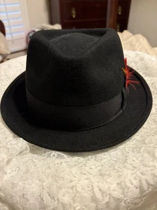 Sombrero negro Fedora Soho 100 % lana Scala Classico para hombre talla XL Dorfman Co - Imagen 1 de 9
