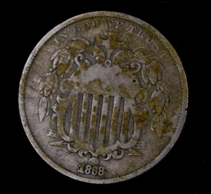 1868 US Shield Nickel 5c Coin Estate Find Free Shipping - Picture 1 of 4