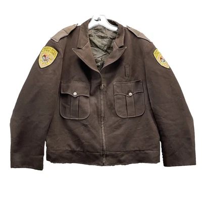 Винтажная мужская куртка Sheriff 46R квадратная с плоской головой полицейская форма Монтаны 70-е тактическая - Изображение 1 из 4