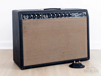 1965 Fender Deluxe Reverb Black Panel Vintage Tube Amp AB763 Circuit w/ Ftsw - Image 1 of 4