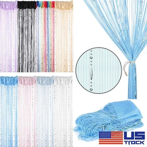 Crystal Beaded String Door Curtain Beads Room Divider Fringe Window Panel Drapes - Picture 1 of 20