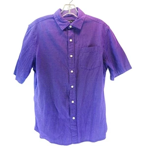 Claiborne Men's Button Up Shirt Size S/M Purple Short Sleeve Collar 100% Cotton - Picture 1 of 9