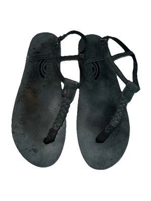 Rainbow Women’s T-Strap Sandals Flirty Braidy Black Leather XL (8.5-9.5) - Image 1 of 4