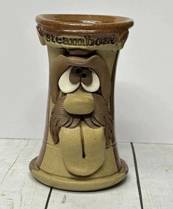 Robert Karlinsey Ugly Mug Face Cowboy Stoneware Coffee Steamboat Signed - Picture 1 of 6