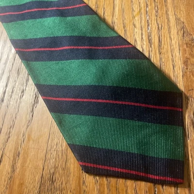 Corbata de seda Woodward Repp vintage usada en excelente estado a rayas de regimiento hecha en EE. UU. Foto 1 de 4