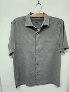 Camicia hawaiana Tommy Bahama uomo bianca oliva stampa a quadri 100% seta M - Foto 1 di 8