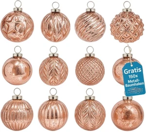 Weihnachtskugeln 12er Set Glas Christbaumkugeln Christbaumschmuck Altrosa 00225 - Bild 1 von 11