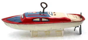 LINDSTROM USA Vtg Tin Wind Up 8" Cabin Cruiser Boat Parts Original Condition USA - Picture 1 of 7