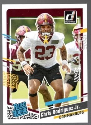 2023 Chris Rodriguez Jr Donruss Football Rated Rookie RC Commanders #398 - Image 1 of 2