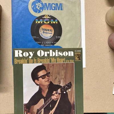 1966 Roy Orbison Vtg 45 Breakin' Up Is Breakin' My Heart & Wait MGM K 13446 PIC - Image 1 of 4