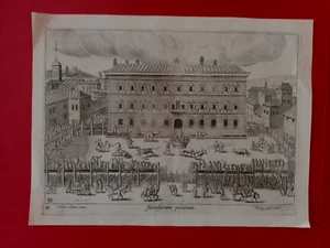 Palazzo Farnese Van Cleve Galle stampa antica engraving 1587 giostra corrida - Picture 1 of 8