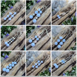 925 Sterling Silver And Blue Lace Agate Earrings, With And Without Pearls - Picture 1 of 19