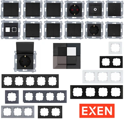 Steckdose Unterputz Schwarz Wandschalter Lichtschalter Rahmen Vertikal Dimmer - Bild 1 von 4