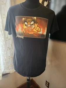 Sanrio Aggretsuko T-Shirt Men's Large Black Cotton Logo Graphic Print Crew Neck - Picture 1 of 2