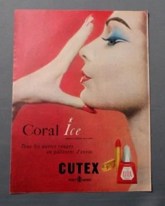 PUB PUBLICITE ANCIENNE ADVERT CLIPPING 250917 MAQUILLAGE CORAL ICE CUTEX FERET F - Picture 1 of 1