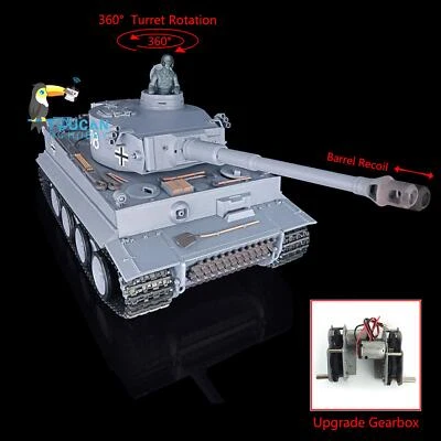 Henglong 3818 7.0 Plastic Tiger I 1/16 BB IR RC Tank Steel Gearbox Barrel Recoil - Image 1 of 4