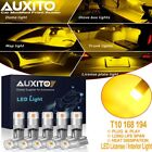 10X Amber Yellow T10 192 Led Side Marker Dome Door Car Light Bulbs 6000K 168 194