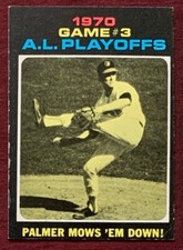 1971 Topps, 1970 Game #3 A.L. Playoffs, #197, Jim Palmer, EXC+, Free Shipping