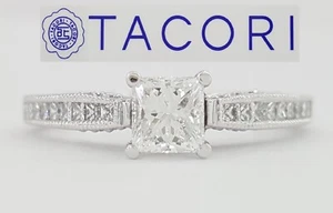 Simply Tacori 2576SM 0.83 ct Princess Cut Diamond 18k White Gold Engagement Ring - Picture 1 of 10