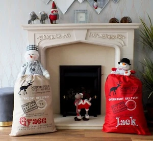 Personalised Christmas Santa Sack Any Name Kids Present XL Stocking Gift - Picture 1 of 9