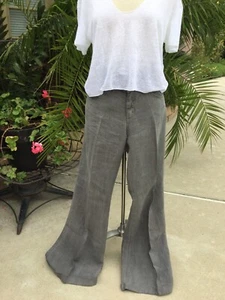 NWoT Cloth & Stone women 100% Linen relaxed flared leg pants gray stone size 30 - Picture 1 of 15