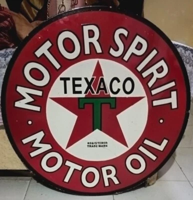 Texaco  Motor Oil Rare Porcelain Enamel Heavy Metal 30 inches Single Side Pln - Image 1 of 4