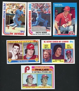 Pete Rose 1980's Topps & Fleer 6 Card Lot - Picture 1 of 2