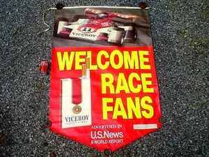 LARGE VTG 1974 INDY 500 VICEROY #11 WELCOME RACE FANS BANNER~ANDRETTI~PARNELLI - Picture 1 of 8