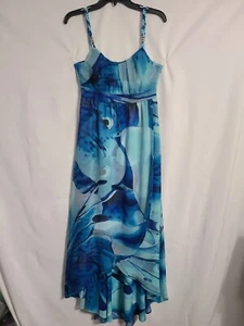 White House Black Market Womans Hi Low Dress Size 2 Blue Floral Midi Maxi - Picture 1 of 15