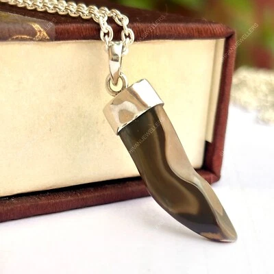Natural Smoky Quartz Stone Pendant Crystal Point Charm Necklace Amulet Handmade - Imagem 1 de 4
