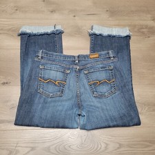 David Kahn Jeans Women's 12 Blue Crop 5-Pocket Mid Rise Dark Wash Cuffed
