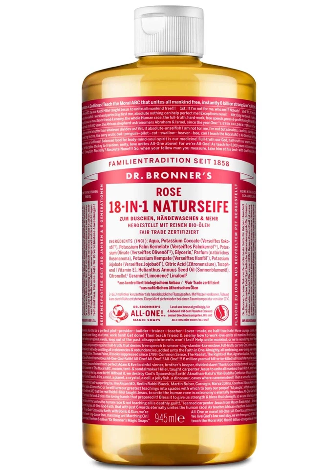 Dr. Bronner's Rose 18-in-1 Naturseife 945 ml