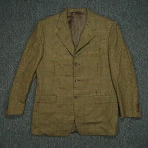 Canali Blazer Mens 44R Yellow Brown Plaid Wool Cashmere Saks Fifth Suit Jacket - Picture 1 of 16