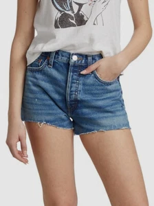 $195 RE/DONE Women's Blue 70s High-Rise Shorts Size 26 - Picture 1 of 4
