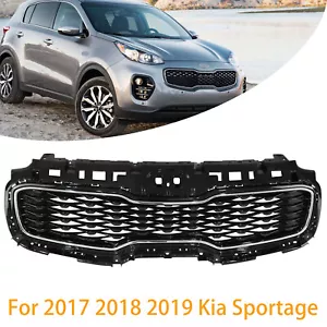 Front Bumper Upper Grille Grill W/ Chrome Trim For 2017 2018 2019 Kia Sportage - Picture 1 of 15