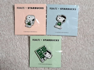 PEANUTS × STARBUCKS 2025 Joe Kind serie Snoopy set spilla distintivo GIAPPONE NUOVO - Foto 1 di 4