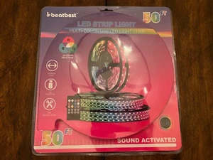 BEATBEST Beat Best LED LIGHT USB Strip Multicolor 50' Sound Activated Remote NEW - Picture 1 of 4