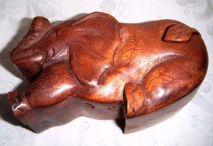 Handgeschnitzte hölzerne Elefant Stash Box L 5" - Bild 1 von 4