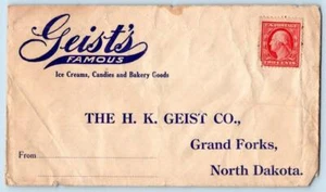 GEIST'S GRAND FORKS NORTH DAKOTA*ND*ICE CREAM CANDIES BAKERY*ADVERTISING COVER - Picture 1 of 2