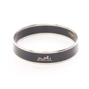 HERMES Emaille PM Armband Armreif Edelstahl Cloisonne schwarz SHW gebraucht - Bild 1 von 5