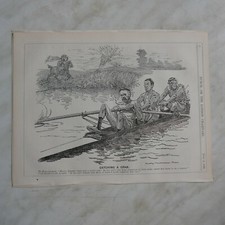 7x10" Punch Cartoon 1896 Catching a Crab der Zeiten/Chamberlain Boat Race
