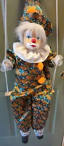 Vintage Clown Marionette Puppet on Bench Swing Porcelain - Picture 1 of 11