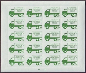 Melbourne 1968 etiqueta de servicio de correo de emergencia 10c hoja completa de 20 muh - goma completa - Imagen 1 de 1